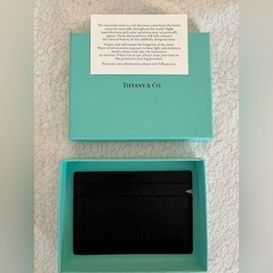 Tiffany & Co Black Leather Credit Card Wallet Holder